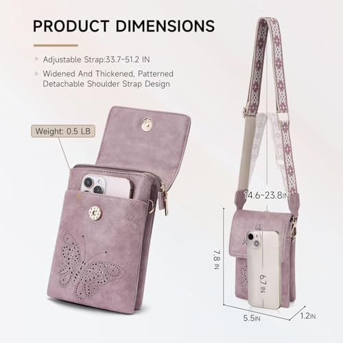 Leather Small Crossbody Bags for Women Trendy Cell Phone Bag Wallet Purses Butterfly Design4