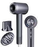 KVINEEN Hair Dryer,160000 RPM High-Speed Brushless Motor Negative Ionic Salon Blow Dryer for Fast Drying, Low-Noise Design & Advanced Heat Control to Prevent Heat Damage, Frosted Gray