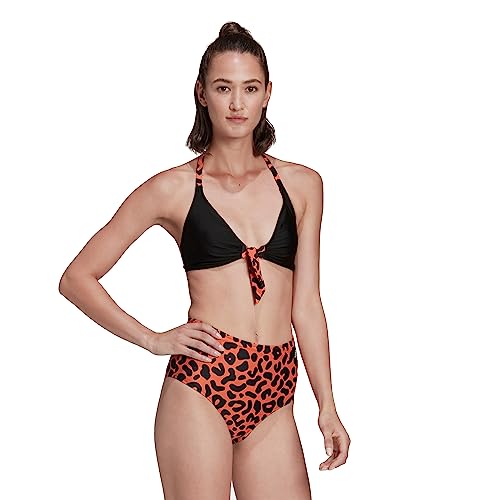 adidas Women's Rich Mnisi Bikini Swimsuit Set, True Orange / Black, XL