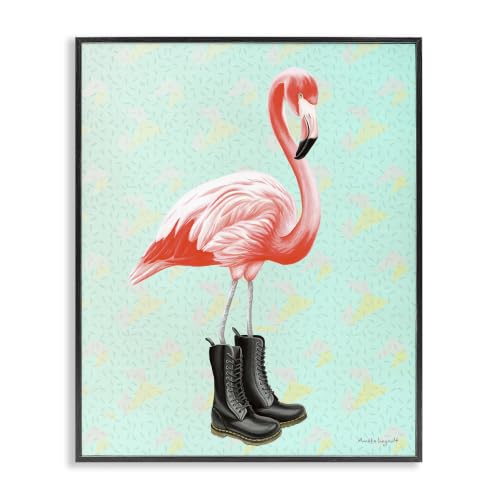 Stylish Flamingo Boots Geometric, 24 x 30 Inch Framed Giclée Print