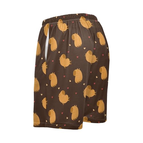 Men's Pajama Shorts Soft Comfy Casual Sleep Lounge Capybara Pj Bottom with Drawstring & Pockets4