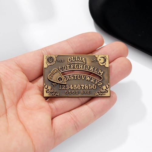 Image of Unique Metal Badge Ouijas Board Brooch Stylish Lapel Pin Metal Emblems Accessory for Music Lovers Divination Jewelry, Bronze