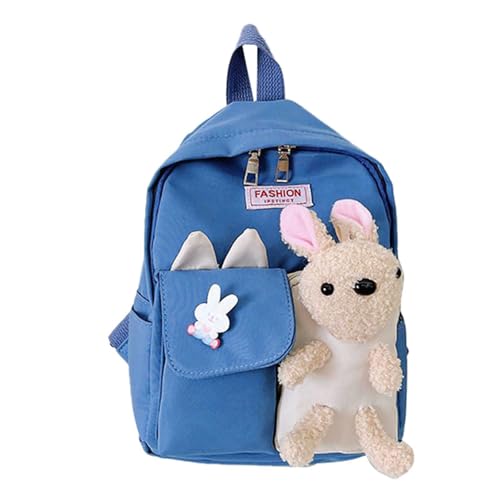 Dasongff   Bolsa de ruedas para niños (3 4 5 años) para niños y niños (mini mochila con ruedas y animal), diseño de peluche extraíble para niña y niño, bolsa de guardería con juguete, Conejo Azul