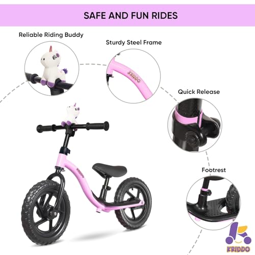 KRIDDO Toddler Balance Bike 2 Year Old, Age 24 Months to 5 Years Old, Early Learning Interactive Push Bicycle with Steady Balancing, Gift Bike for 2-5 Boys Girls, Purple