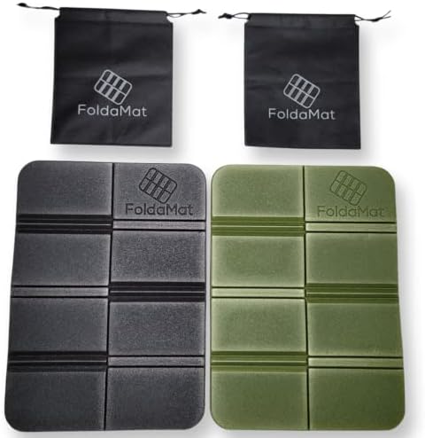 Foam Foldable Gym Pad for Locker Room Changing, Waterproof, Moisture-Resistant. The Odorless Mat is Great for Travel, Hiking, and Outdoor and can be Used as a Seat Cushion. (Black & Dark Green)