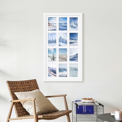 Image of DUENPY 14x26 Collage Picture Frame 4x6 Collage Picture Frame Displays Twelve 4x6 inch Photos Available Horizontal Wall Mounting Display and Vertical White