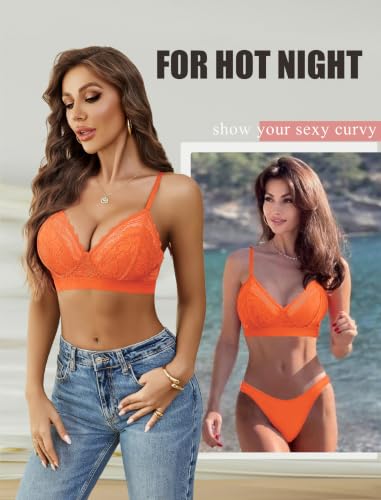 Image of Avidlove Bralettes for Women Lace Racerback Bras Wireless Unlined Bralette Comfy Bra Sexy Lingerie Tops