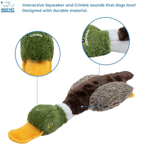 Image of Best Pet Supplies Interactive Squeaky Dog Chew Toy, Ideal Dog Toys for Chewers, Small, Medium & Large Dogs, and Fetch Lovers - Mallard Duck (Brown), Large
