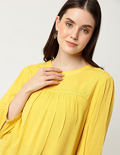 Image of Marks & Spencer Womens Solid Viscose Round Neck Regular Fit Top