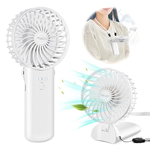 Psecici Handheld Fan, Mini Portable Fan with lanyard,4 Speeds Level Personal Fan, 180 Degree Foldable Desk Fan for Travel Outdoor Office Household