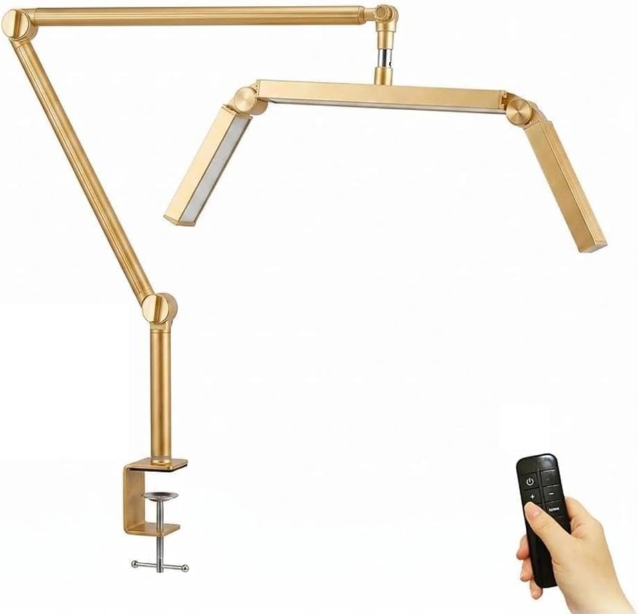 LED Desk Lamp with Clamp, Foldable 3 Light Head Beauty Lamp
