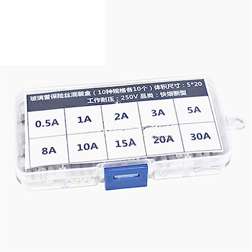 100Pcs 5x20mm Fast Blown Glass Tube/Ceramic Tube Fuse kit, Fast Blown Glass Fuse(Glass)