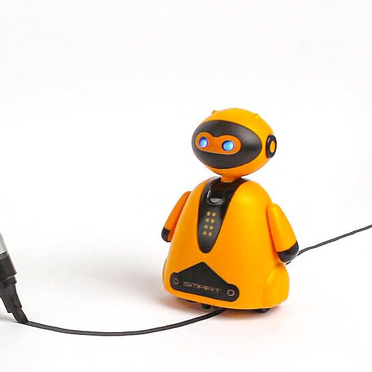 Mini Magic Inductive Robot Toy TracerBot Interactive Follow Black Line with LED Light Educational Toys for Kids(Orange)