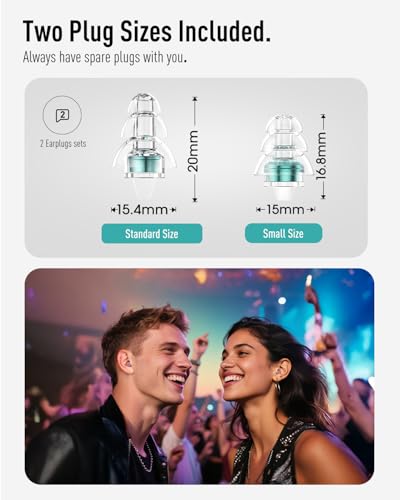 Image of High Fidelity Concert Ear Plugs-23dB Noise Reduction, Reusable Hearing Protection for Concerts, Festivals, Musicians,Sports, Tinnitus Relief & Noise Sensitivity (Green)