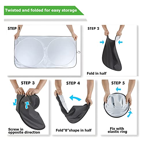 Moly Magnolia Car Windshield Sun Shade, Car Shade For Front Window, Vehicle Sun Protector For Uv Ray, Sun Blocker Keep Car Interior Cool, Auto Sun Screen Heat Protection Cover Accessories (66''×38'') #TOP5