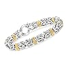 Ross-Simons Sterling Silver and 14kt Yellow Gold Byzantine Station Bracelet