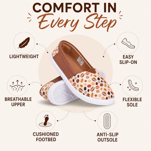 Image of TRASE Women's Printed Bellies - Lightweight Slip-On Ballerina Flats with Cushioned Footbed, Comfortable Anti-Skid Ladies Footwear for Casual, College & Office use
