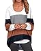 ZANZEA Femme Shirt Casual Grande Taille Haut Manches Chauve-Souris Longues T-Shirt Oversize Ample Shirtover Automne Hiver 07-Bloc de Couleur XL