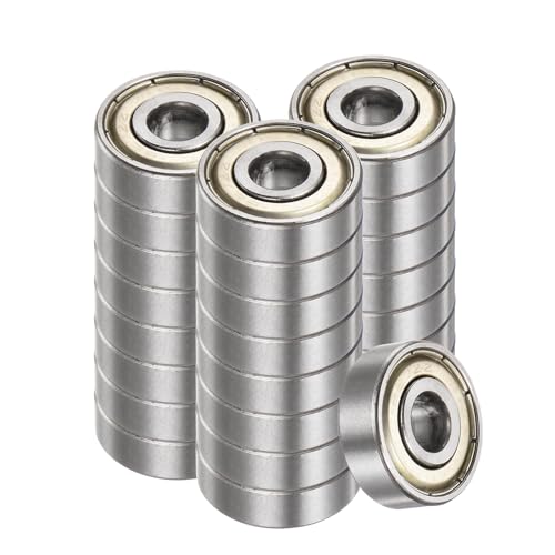 Kozelo 25pcs 627-ZZ Deep Groove Ball Bearings - [7mm Bore x 22mm OD x 7mm Thickness] Double Metal Shielded P6 Bearings for Industrial Equipment, Carbon Steel, Z1