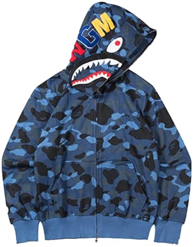 PADOLA Jungen Kapuzenpullover Shark Hoodie mit Fleece 3D Camouflage Druck...