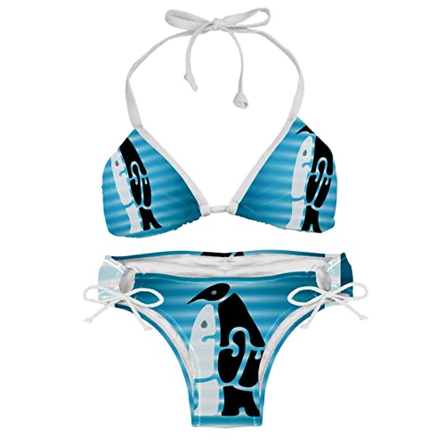 Bikini pingouin femme XL maillot de bain multicolore deux pièces plage été