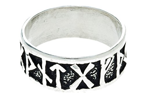 Anillo futhark de plata pulida talla 19 joyeria mistica premium