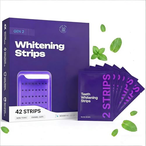 Viralaluna Whitening Strips Viralaluna Purple Teeth Whitening Strips Surface Stain Reduction Gentle Formula Safely Protects Tooth Enamel (42 Strips)