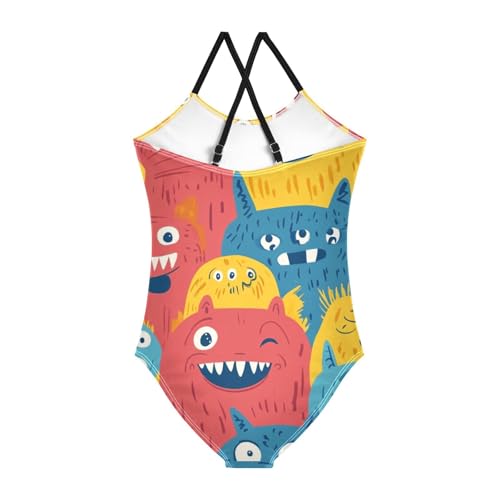 senya Girls Swimsuits Screen Full of Monsters One-Piece Swimwear Quick Dry Girls Bathing Suits for 3 Years Old2