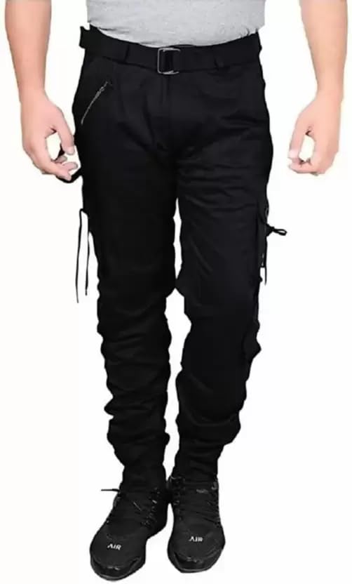 homry Men's Regular Fit Mid Rise Cargos Black (LA0014) (32)-picture-39