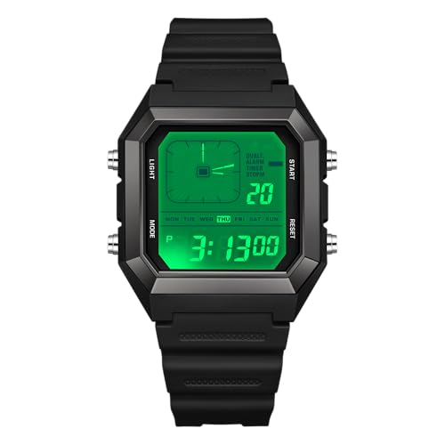 Image of BIEWO Mens Digital Watch Sports Military Watches Waterproof Outdoor Analog Wrist Watches for Men with LED/Alarm/Date (Black Silvery)