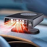 12 Volt Heater For Car 150W Fast Heating Cooling Fan Defogger & Defroster 360° Rotation Portable Car Heater That Plugs Into Cigarette Lighter Small Air Heat GRAY01