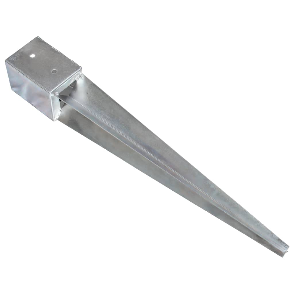 12 estacas plateadas de acero galvanizado, 10 x 10 x 76 cm, anclaje al suelo y clavo para postes de vallas, pérgola, garajes, cobertizos de jardín y anclaje seguro al aire libre
