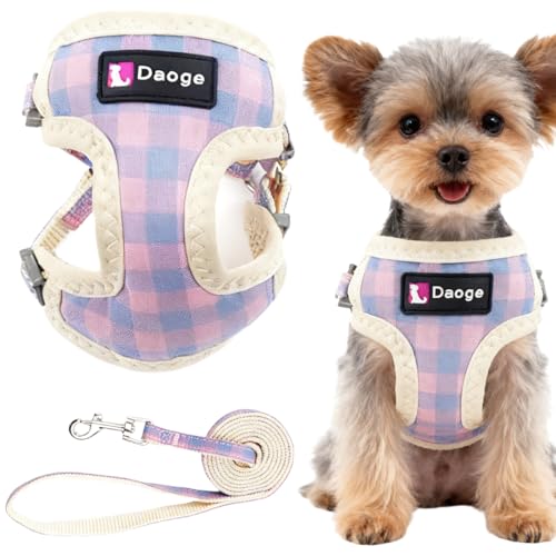 OPVYAEU Pettorina cane piccolo regolabile cucciolo con guinzaglio Imbracatura per cani taglia piccola Sicura e confortevole per addestramento e passeggiate quotidiane, Taglia S (1.5kg-3.5kg)