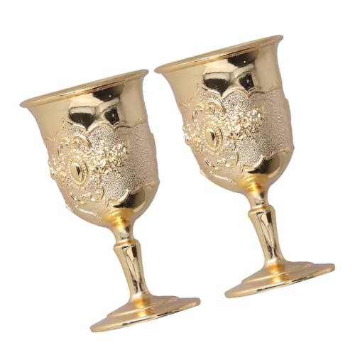 Toyvian 2piezas Copas De Cáliz Doradas Europeas Para Vino y Whisky Estilo Retro Elegante Para Hogar Bar Fiesta