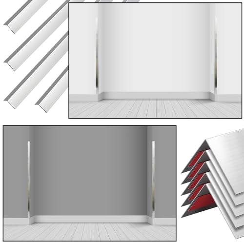 Image of Therwen 10 Pcs 0.5 x 0.5 x 48 Inch 304 Stainless Steel Corner Guards Metal Wall Guard Protector Corner Trim Molding for Door Countertop Furniture Cabinet Protection