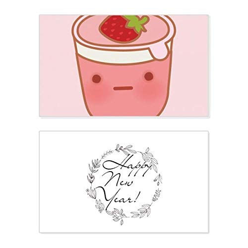 Tarjeta conmemorativa de Año Nuevo con diseño de helado de fresa para enviar dulces deseos 1