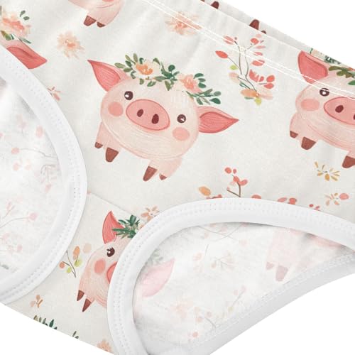Wusikd Cute Pigs Wreaths Girls' Underwear Cotton Girls Briefs Soft Toddler Underwear 2T4