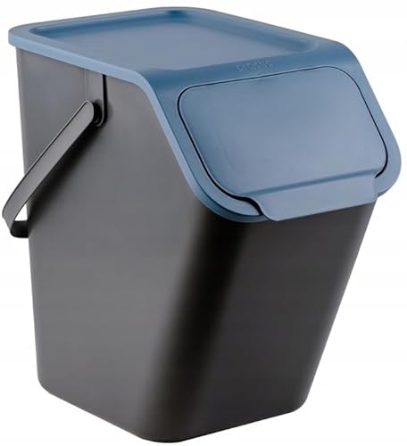 Go Practic Küchen Mülleimer 1x 25L Blau mit Deckel, Papierabfallbehälter, Mülltrennsystem für Recycling, Abfallbehälter zur Trennung, Click-Funktion, Abfallbehälter zur Mülltrennung