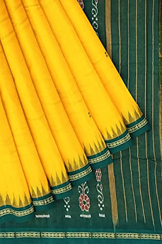 Image of Odisha Sambalpuri Handloom Ikat Women's Cotton Saree, Odisha Handloom Handmade Pure Cotton Khandua Saree, Ikkat Orissa Traditional Handloom Saree Without Blouse