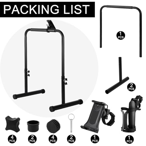 Leinuosen Large Handle Bar for Walking Treadmill Pad Only with Phone Holder and Cup Holder Adjustable Handrail Height from 30.7 to 39.37 Inch Comfortable Grip Stainless Steel Frame Overbold Stable