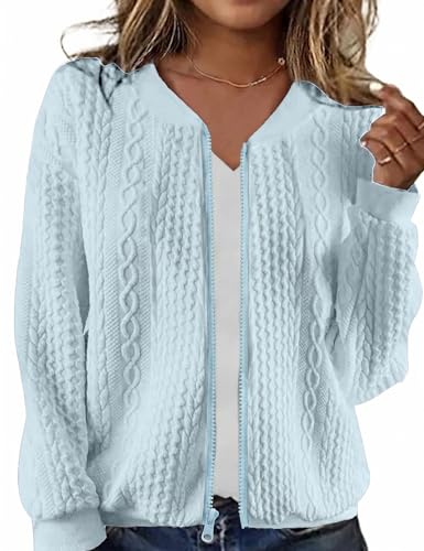 Image of Larmliss Women's Zip Up Cardigan Sweater Hoodies Long Sleeve Jacket Crewneck Casual Outerwear Spring Fall Trendy Coat Outfits