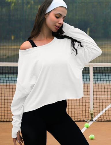 Image of UNIANKIYA Open Back Workout Tops for Women Long Sleeve Cropped Athletic Clothes Gym Running Yoga Low Impact Sports T Shirts