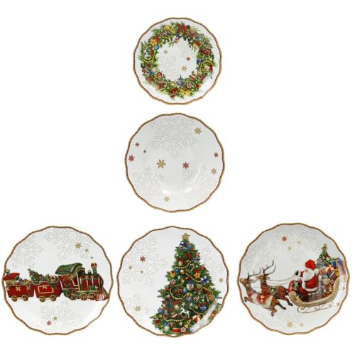Brandani 89900 – Juego de vajilla de 18 piezas Christmas de porcelana – Elegante juego de platos con diseño navideño para celebraciones