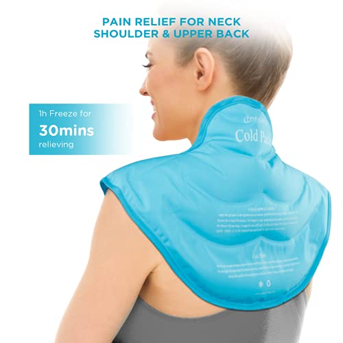 Image of Comfytemp Ice Pack for Neck Shoulders Pain Relief, Resuable Large Gel Shoulder Cooling Wrap for Upper Back, Cold Compress Therapy for Cervical Injuries, Recovery Items for Men Women (Small, Sky Blue)