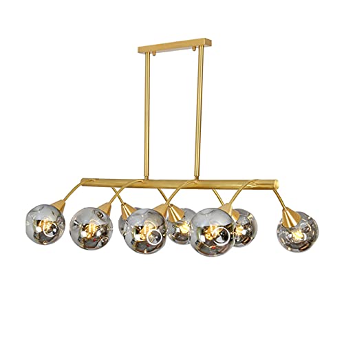 Plafonnier 6 lumières doré industriel en métal semi-encastré de 97 x 25 cm