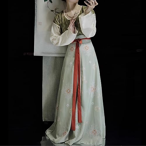 Women's Modern Hanfu Duijin Qiyao Ruqun Outfit Traditional Chinese Dance Costume