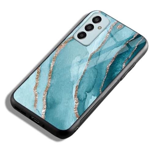 Image of COLORflow Back Cover Compatible with Samsung Galaxy F13 / M13 4G | Blue Marble Golden Stripes | Shockproof TPU Bumper Cover with Camera Protection Back Cover