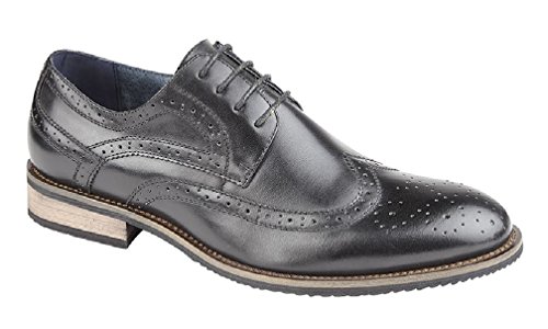 Image of Route21 Men's Classic London Brogue Lace Up Shoes - Black PU, Mens UK 6 / EU 40