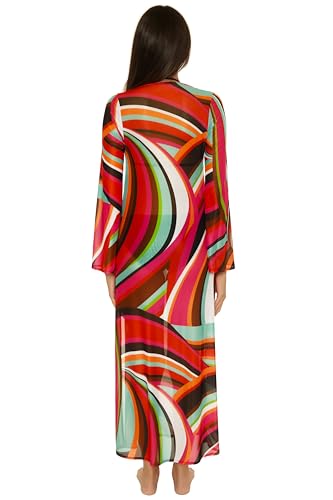 Trina Turk womens Fontaine Mesh Maxi Ring Dress, V-neck, Casual, Beach Cover Ups for Women4