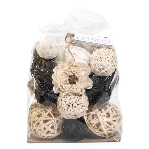 Image of ANDALUCA Black & White Decorative Balls Bowl Filler Bag with Orbs, Balls (Black)